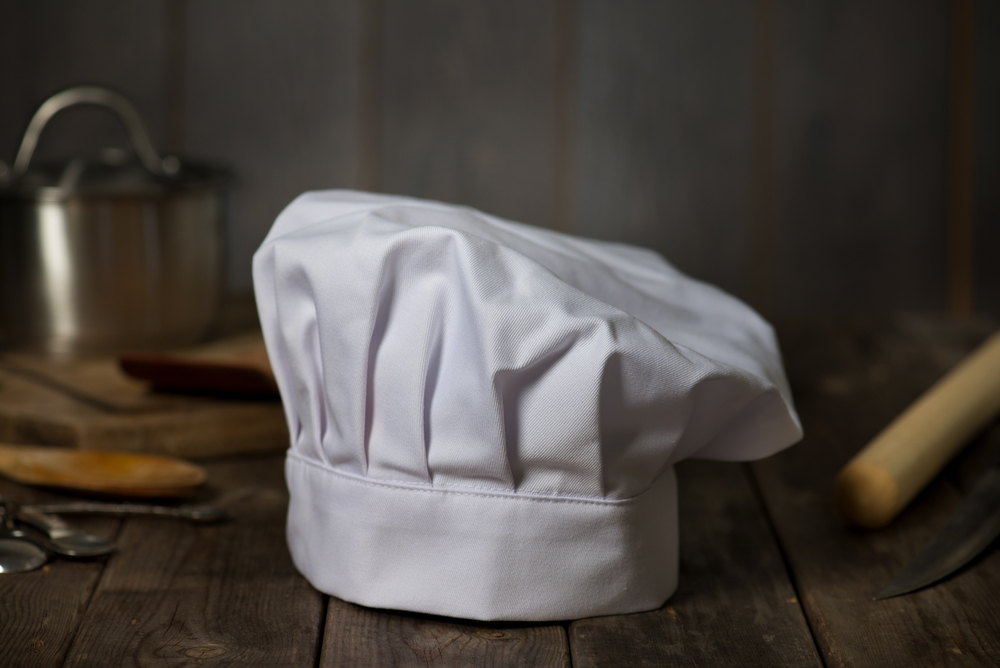 chef hat with kitchen settings and rustic look